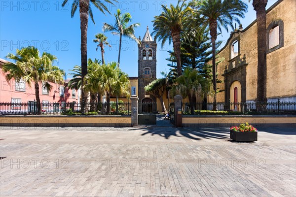 Church of San Augustin with the San Cristobal gardens in the Plaza de la Conception in the historic old town of San Cristobal de La Laguna