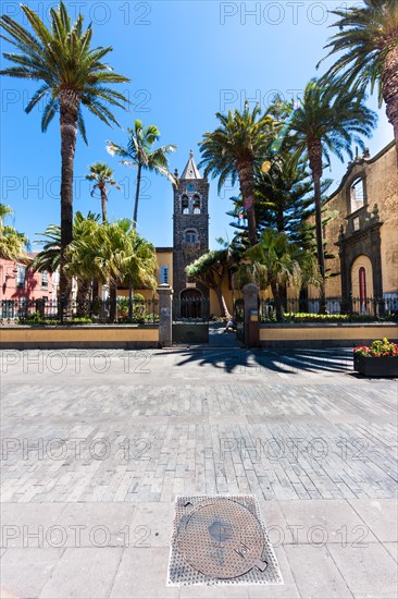 Church of San Augustin with the San Cristobal gardens in the Plaza de la Conception in the historic old town of San Cristobal de La Laguna