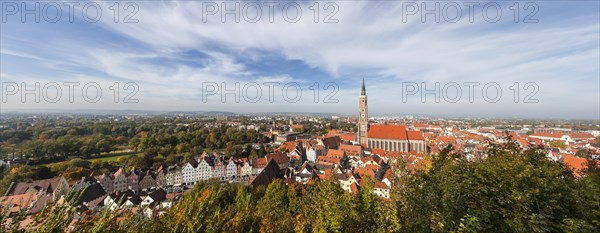 View from the Trausnitz Castle onto the historic city centre and the parish church of St. Martin