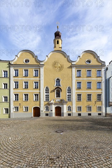 Guardian Angel Church in Burghausen on Marktplatz square