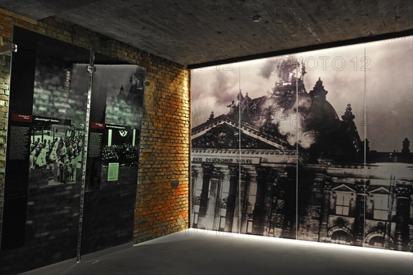 Exhibition hall with information boards about the rise of the Nazi Party