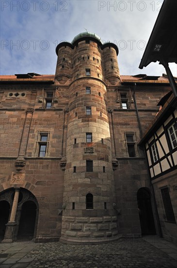 Stair tower in the courtyard of Tucher Mansion