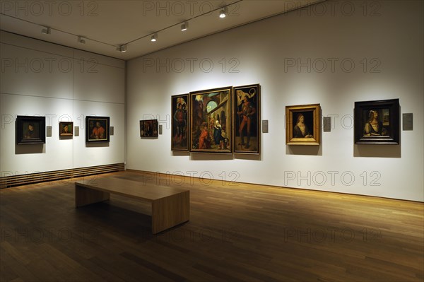 Exhibition space with replicas of famous paintings by Albrecht Duerer