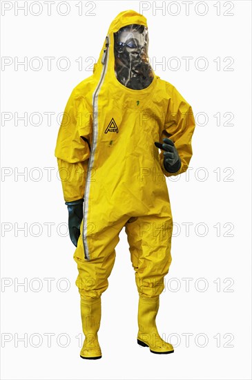 Chemical protective suit with a breathing mask