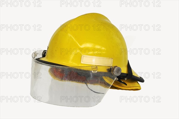 Canadian firefighter's helmet with neck protection and reflector strips