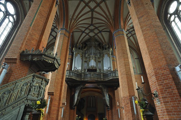 Gothic vaulted ceiling with Baroque organ case