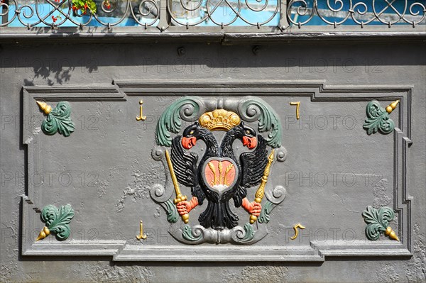 Imperial double-headed eagle and the coat of arms of Dinkelsbuhl