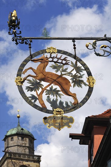 Hanging sign of the guesthouse and former Brauner Hirsch brewery