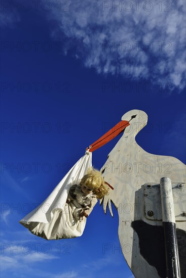 Stork bringing a baby