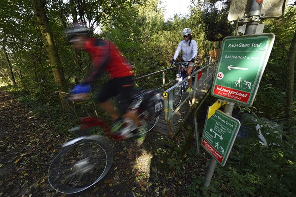Cyclists riding electric bicycles