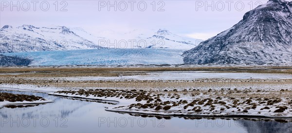 Meltwater of the Jokulsarlon glacier lagoon at the edge of the Vatnajokull Glacier
