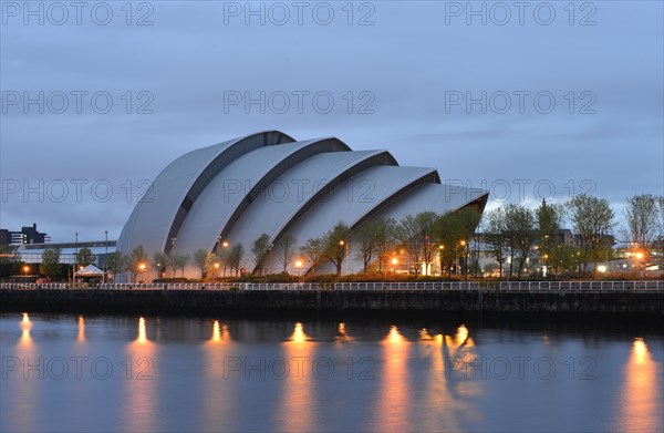 Illuminated Clyde Auditorium on the River Clyde