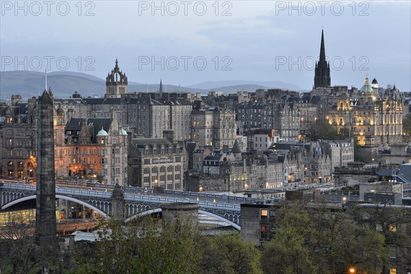 View of the historic centre from Calton Hill with Edinburgh Castle