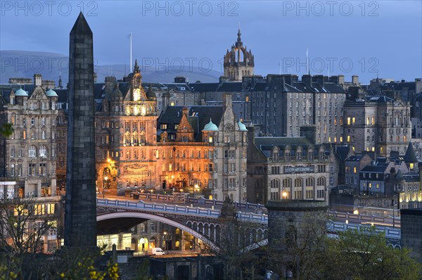 View of the historic centre from Calton Hill with Waverley Station