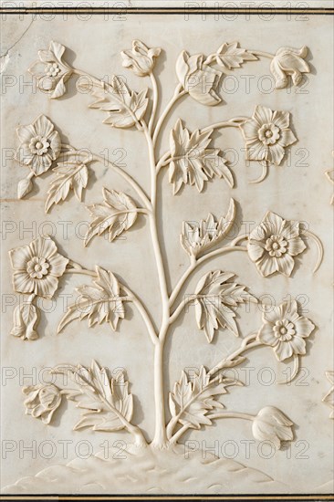 Floral relief in marble