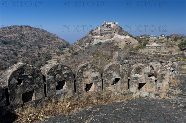 Battlements on a fortified wall