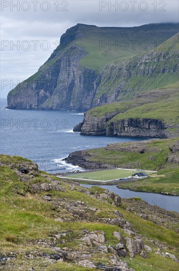 Football field on the coast