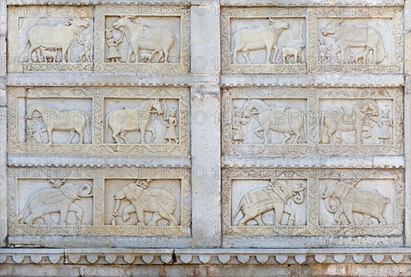 Reliefs of elephants