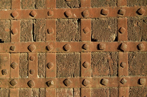 Iron mountings and hand-forged nails on an old door