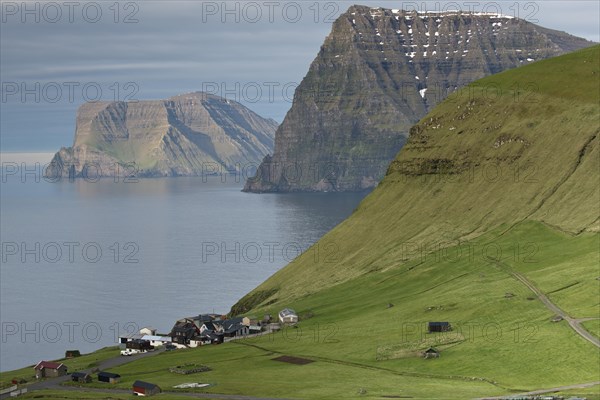 Island of Viooy with Cape Enniberg and the village of Kunoy