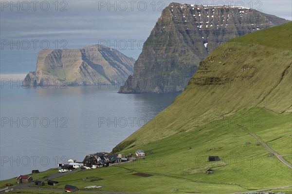 Island of Viooy with Cape Enniberg and the village of Kunoy