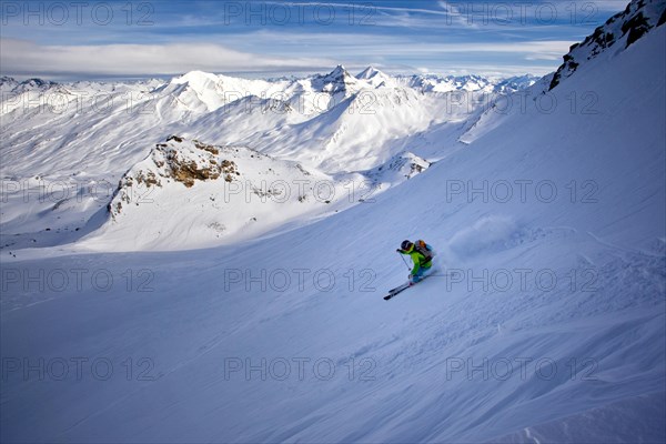 Skier in powder snow