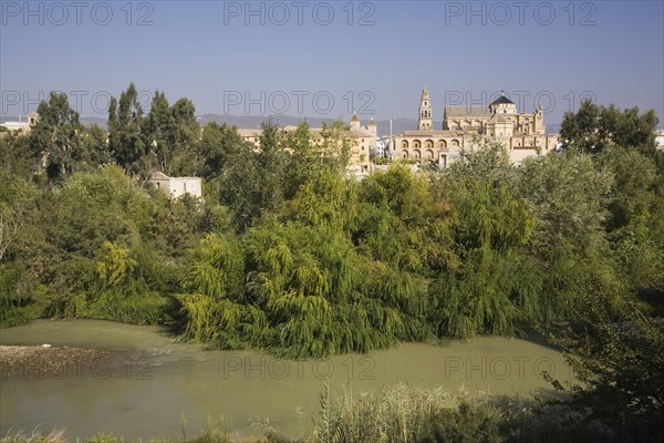 Guadalquivir river in front of the Mosque–Cathedral of Cordoba