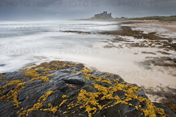 Bamburgh Castle during a storm