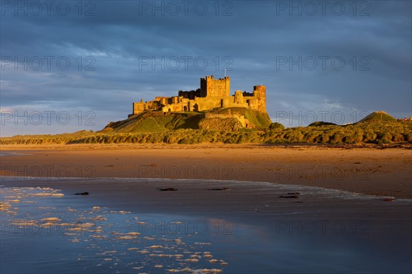 Bamburgh Castle in the last light of the day