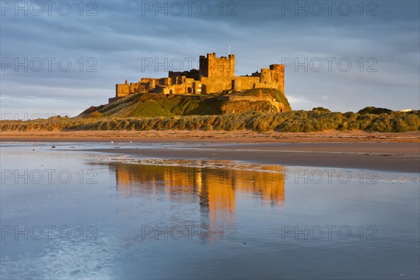 Bamburgh Castle in the last light of the day