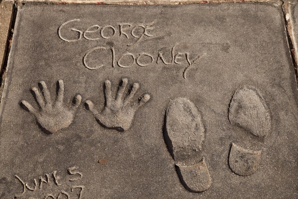 Handprints and footprints of George Clooney on Hollywood Boulevard