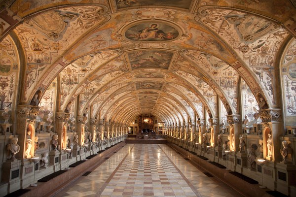 Statues in the Renaissance Antiquarium or Hall of Antiquities in the Munich Residence