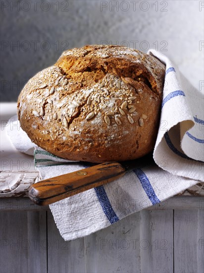 Artisan organic wholemeal bread loaf