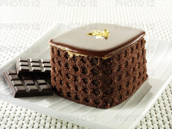 Cake with a sponge case and chocolate filling