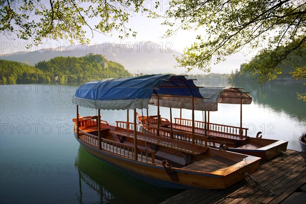 Traditional flat-bottomed wooden boats