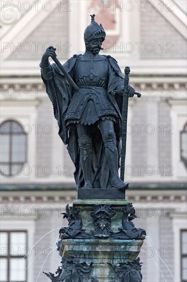 Statue of Otto von Wittelsbach on the Wittelsbach Fountain in the Brunnenhof courtyard in Munich Residenz