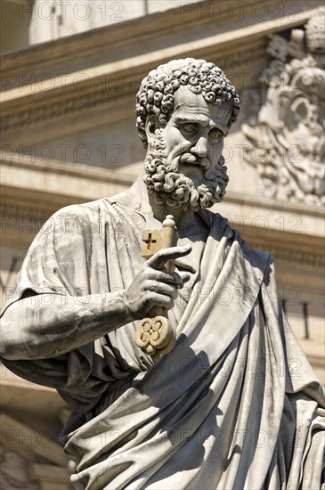 Monumental statue of Saint Peter the Apostle in front of Saint Peter's Basilica