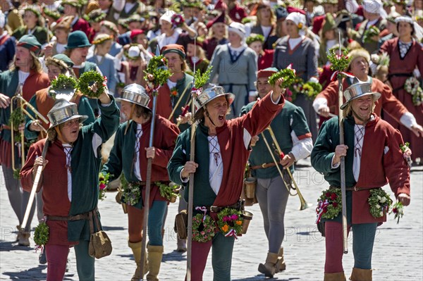 Bailiffs at the front of the wedding procession of the 'Landshut Wedding'