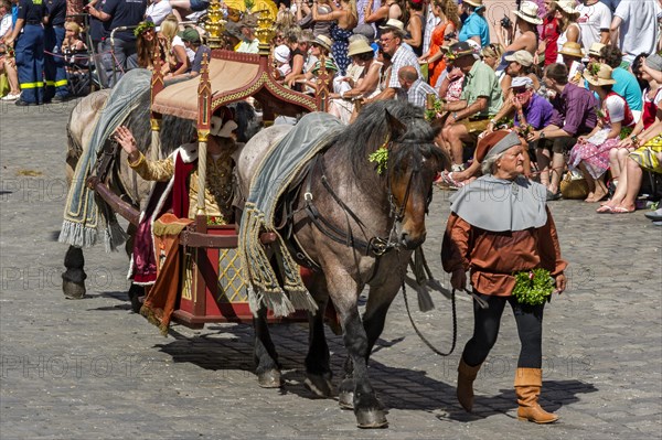 Duke Ludwig the Rich being carried in a litter of horses