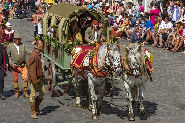 Horse-drawn covered wagon