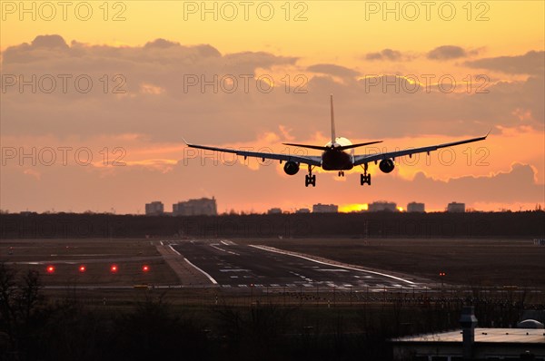 Airplane landing at Tegel Airport