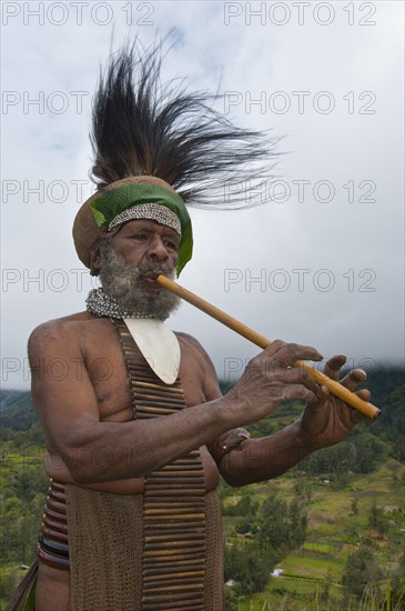 Traditionally dressed tribal chief in the Highlands