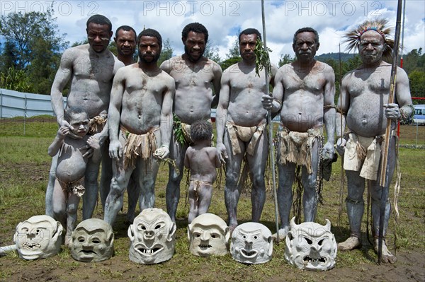 Men from the tribe of the Mudmen during the traditional Sing Sing in the highlands