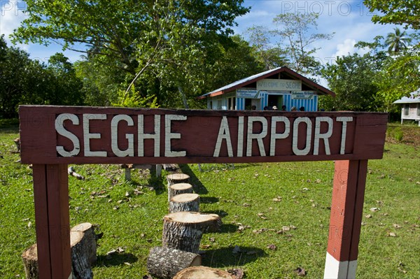 Sign of the very small Seghe airport