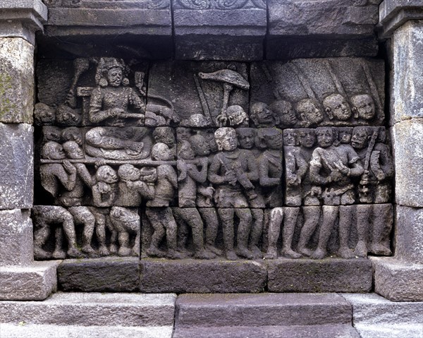 Wall relief of the temple complex of Borobudur