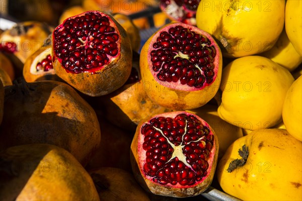 Fresh pomegranates for sale in the Bazaar of Sulaymaniyah