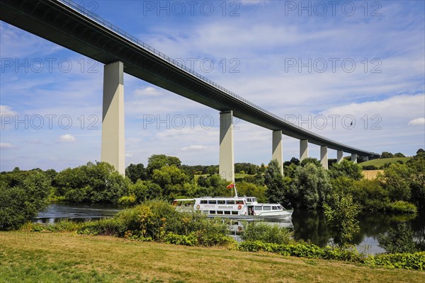 Excursion ship on the Ruhr under Ruhrtal bridge