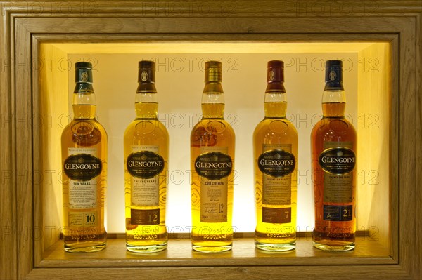 Range of Glengoyne Distillery whiskey bottles