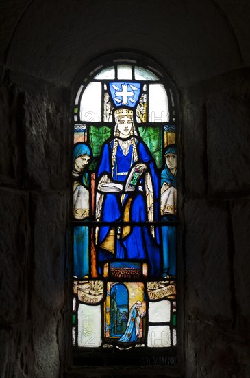 Stained-glass window showing Queen Margaret of Scotland
