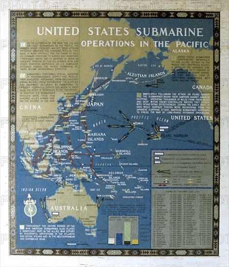 Mosaic map of the successfully completed American operations during the Pacific War